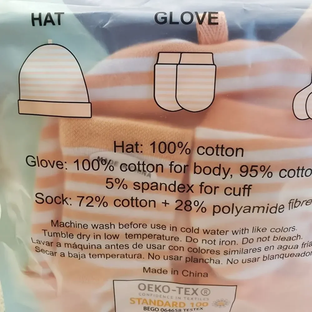 Infant Hat Set Infant Gloves Infant Socks Set Infant Gift Set 100% Cotton